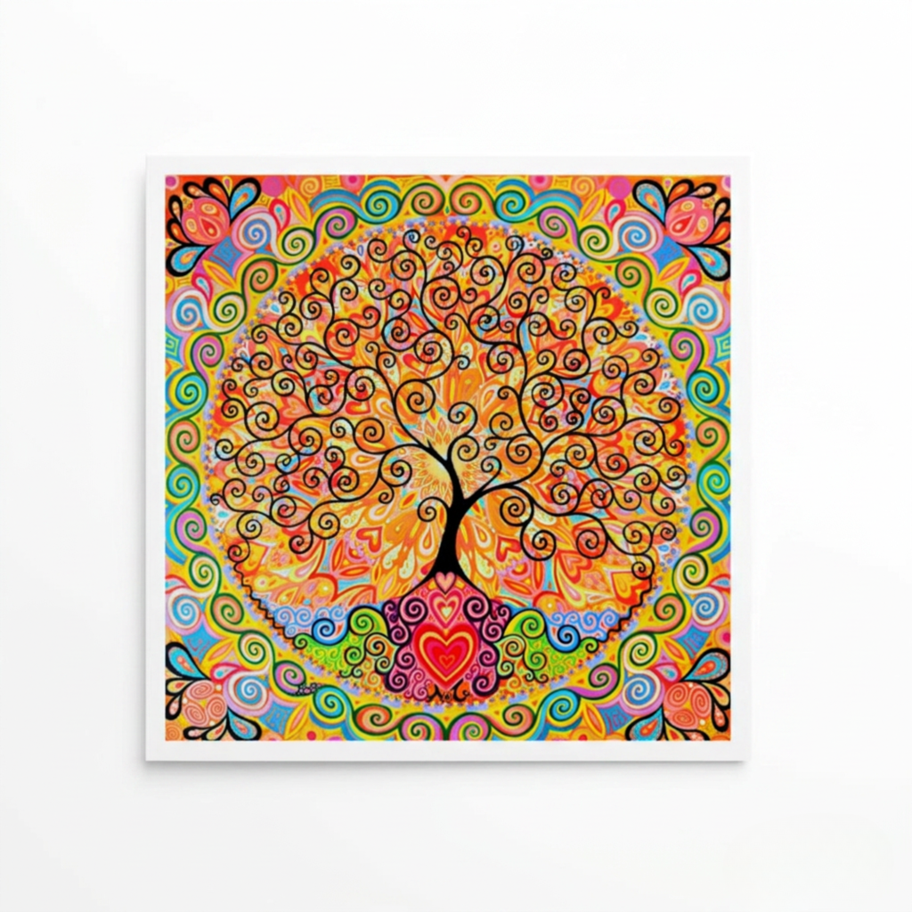 Spiral Tree of Life Mandala Greeting Card on white surface