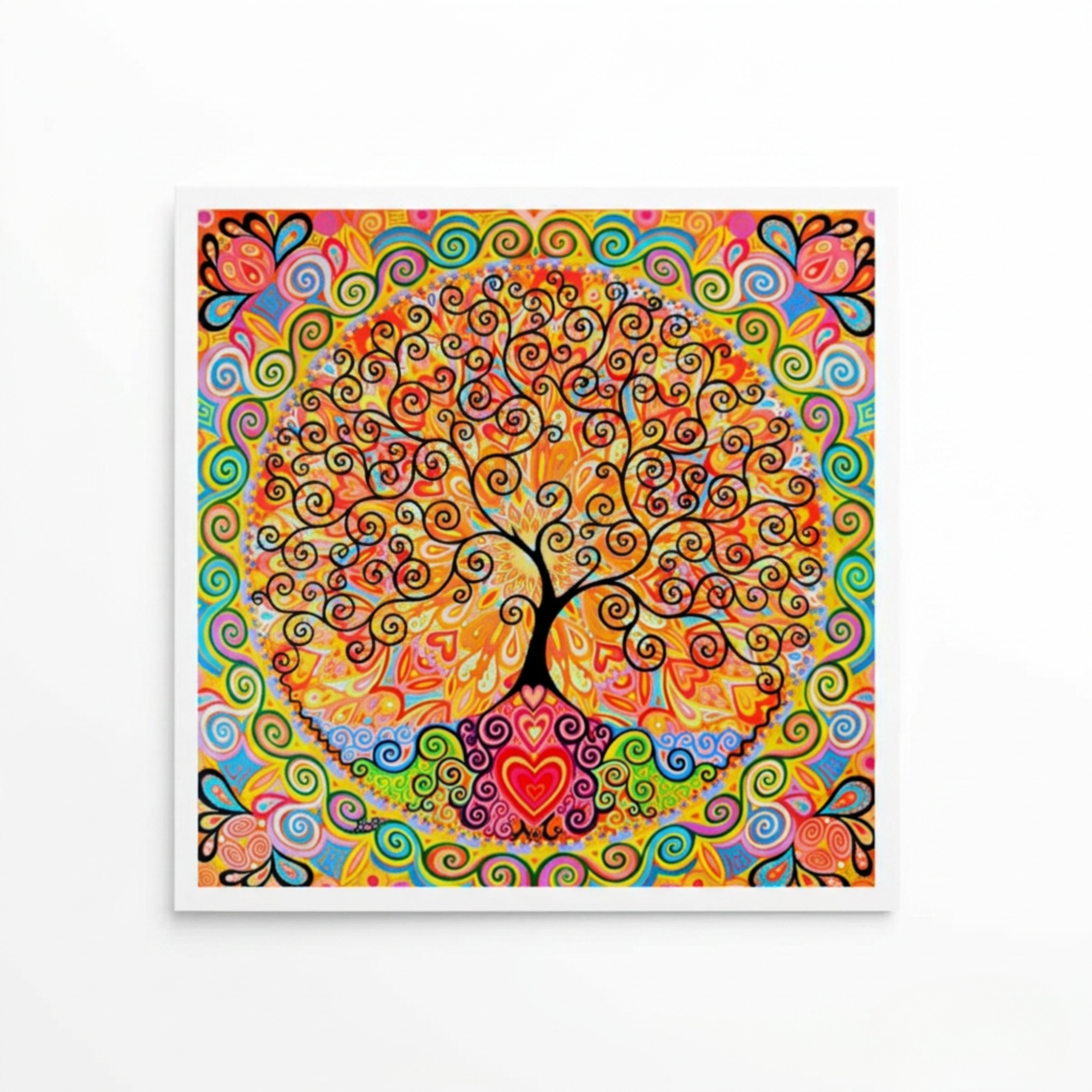 Spiral Tree of Life Mandala Greeting Card on white surface