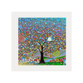 Colourful abstract tree painting with a white border
