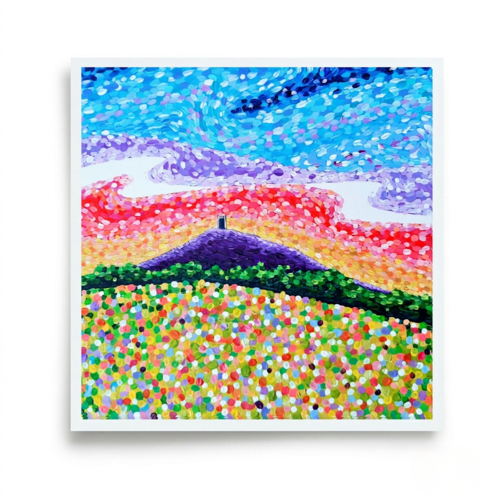 Pointillism Glastonbury Tor Greeting Card