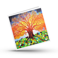 Colourful greeting card with a tree of Life design by Mark Betson Artist on a white background