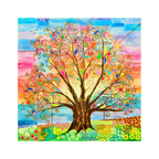 Colorful abstract tree painting with a vibrant background
