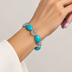 Turquoise Silver Spiral Bracelet, Handmade Wire Jewellery, Gift for Her
