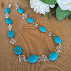Turquoise Silver Spiral Necklace, Handmade Wire and Bead Jewellery, Gift for Her