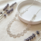 Celtic Silver Spiral Necklace with Half Chain, Handmade Wire Jewellery, Gift for Her