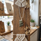 Silver Wrapped Green Sea Glass Pendant, Handmade Boho Silver Pendant, Gift for Her