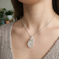 Silver Wrapped White Sea Glass Spiral Pendant, Handmade Boho Silver Pendant, Gift for Her