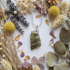 Silver Wrapped Green Sea Glass Pendant, Handmade Boho Silver Pendant, Gift for Her